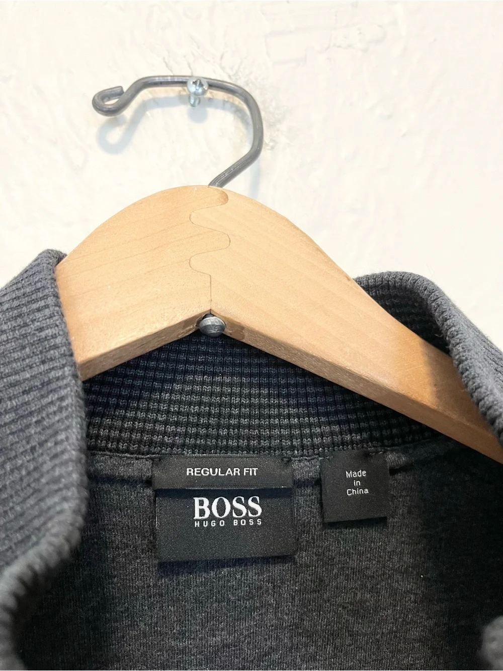 HUGO BOSS Sweater 1/2 Zip Charcoal Gray 3/4 Sleeve Medium M